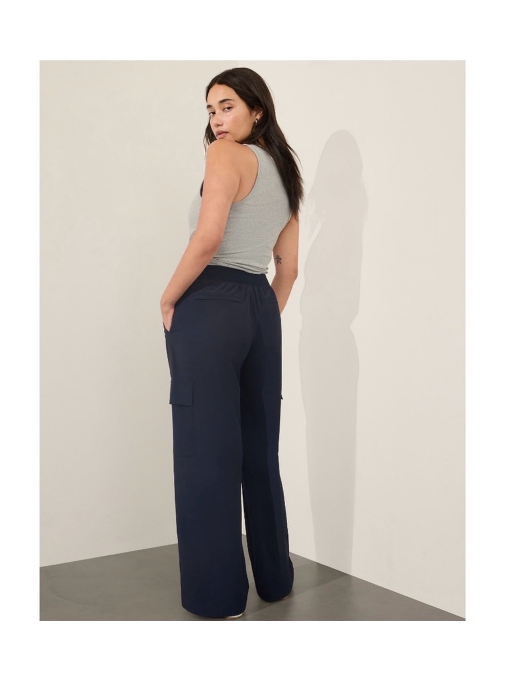 Athleta Brooklyn Heights Cargo Pant Wide Leg Navy Women’s Casual Travel NEW - Picture 9 of 10